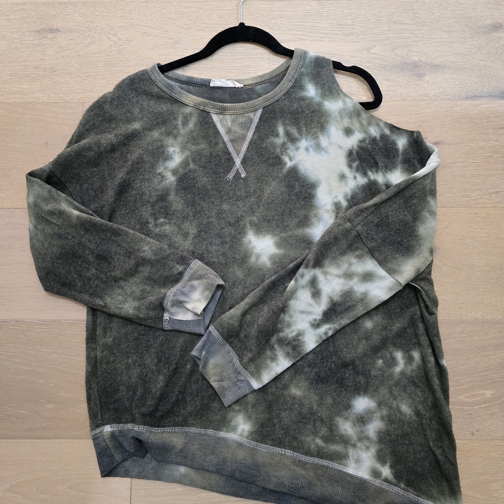 Olive Tie-Dye Crewneck Sweater